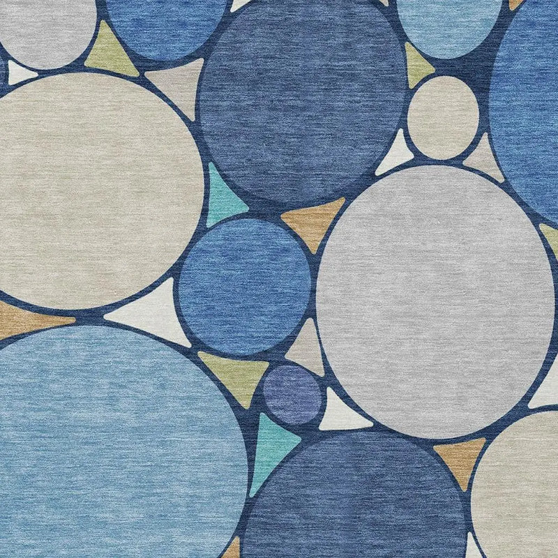 8' X 10' Navy Blue And Denim Blue Geometric Washable Indoor Outdoor Area Rug Homeroots Outdoor