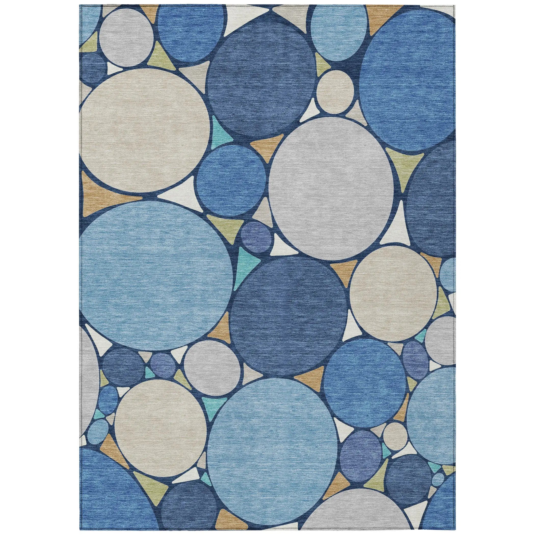8' X 10' Navy Blue And Denim Blue Geometric Washable Indoor Outdoor Area Rug Homeroots Outdoor