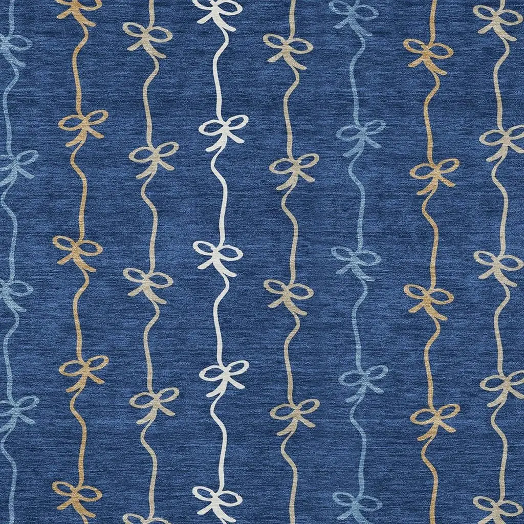 8' X 10' Navy Blue And Denim Blue Southwestern Washable Indoor Outdoor Area Rug Homeroots Outdoor