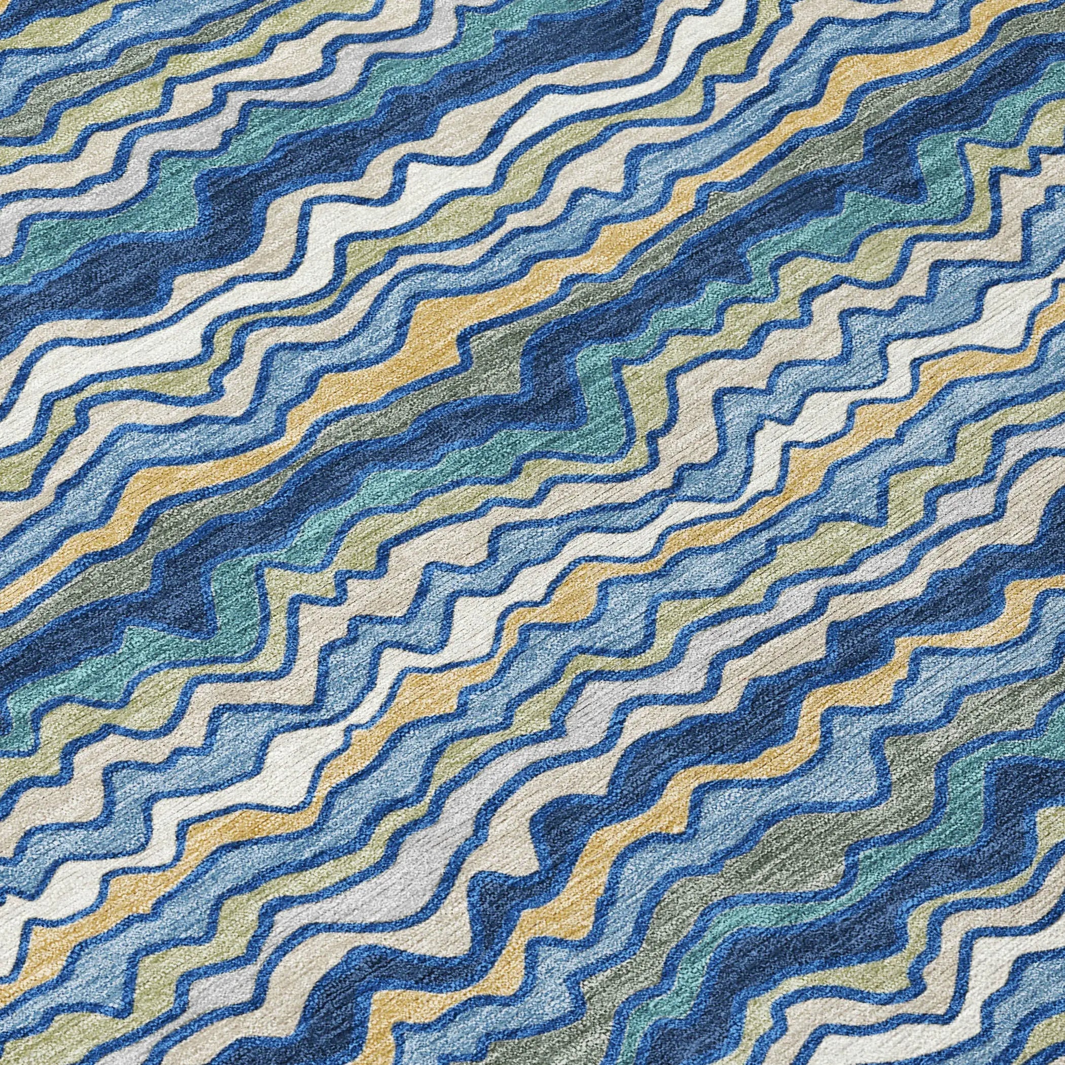 8' X 10' Navy Blue And Denim Blue Striped Washable Indoor Outdoor Area Rug Homeroots Outdoor