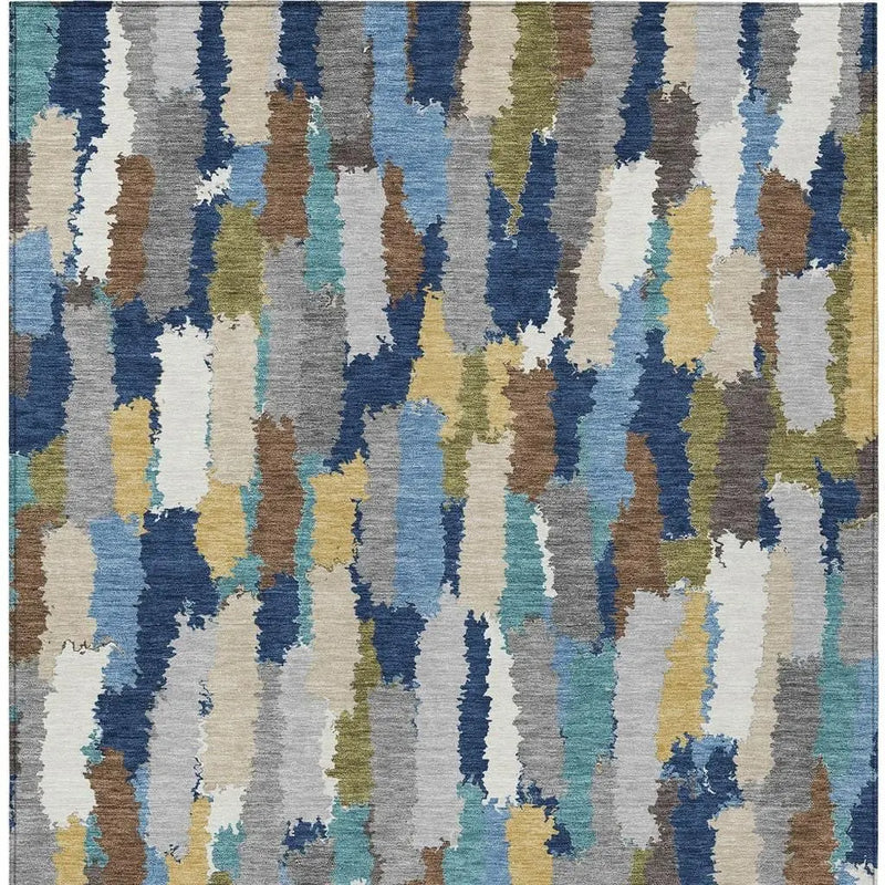 8' X 10' Navy Blue And Denim Blue Striped Washable Indoor Outdoor Area Rug Homeroots Outdoor