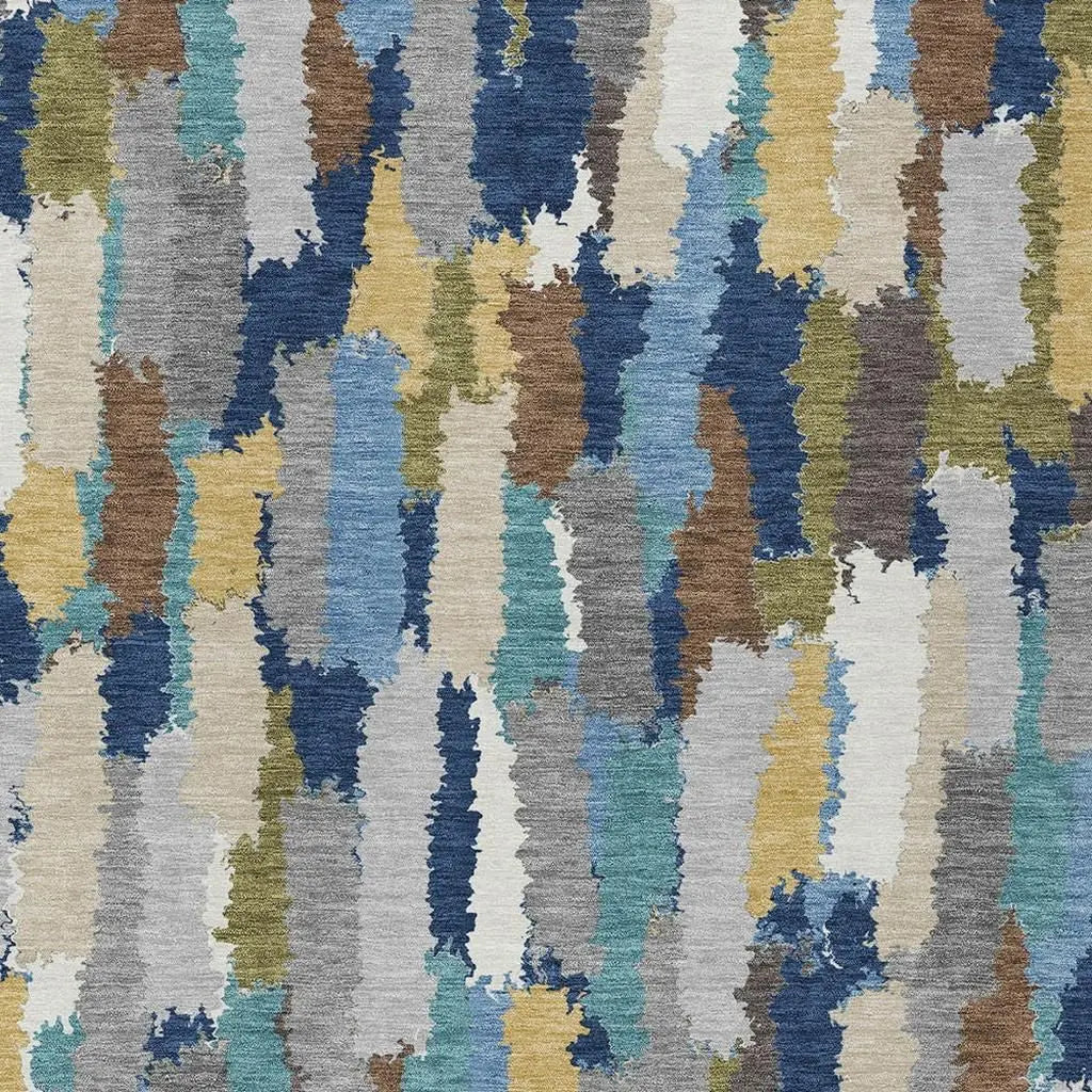 8' X 10' Navy Blue And Denim Blue Striped Washable Indoor Outdoor Area Rug Homeroots Outdoor