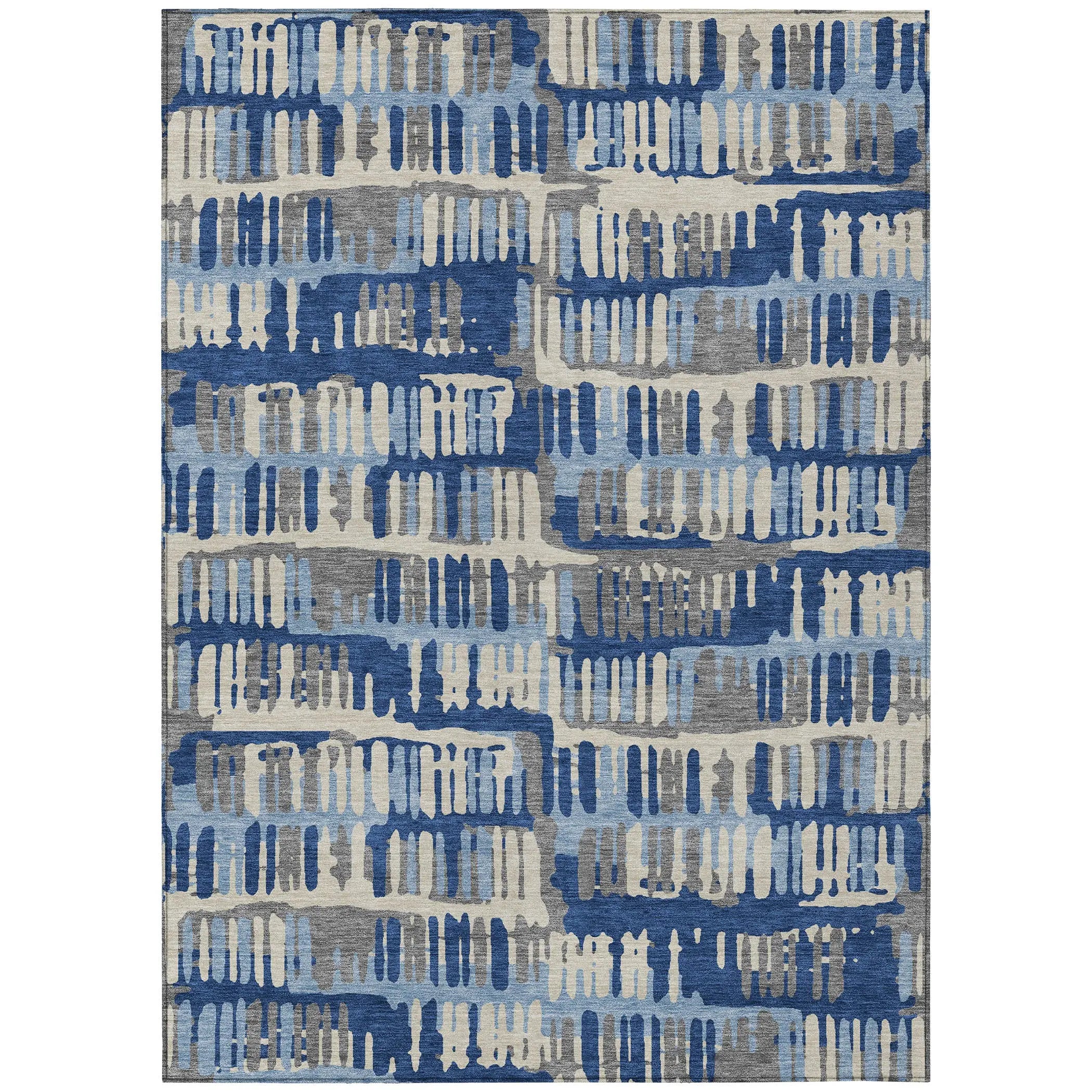 8' X 10' Navy Blue And Gray Abstract Washable Indoor Outdoor Area Rug Homeroots Outdoor
