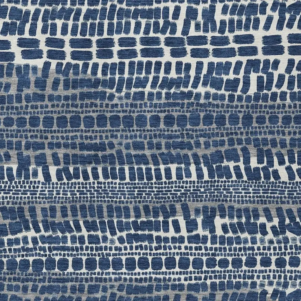 8' X 10' Navy Blue And Gray Abstract Washable Indoor Outdoor Area Rug Homeroots Outdoor