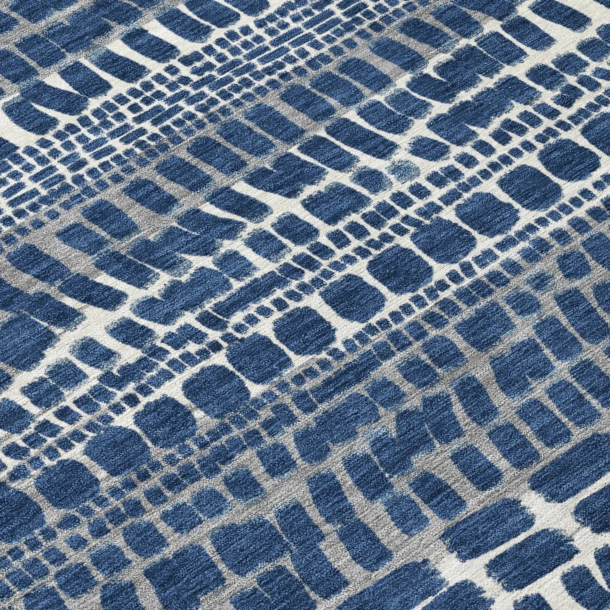 8' X 10' Navy Blue And Gray Abstract Washable Indoor Outdoor Area Rug Homeroots Outdoor