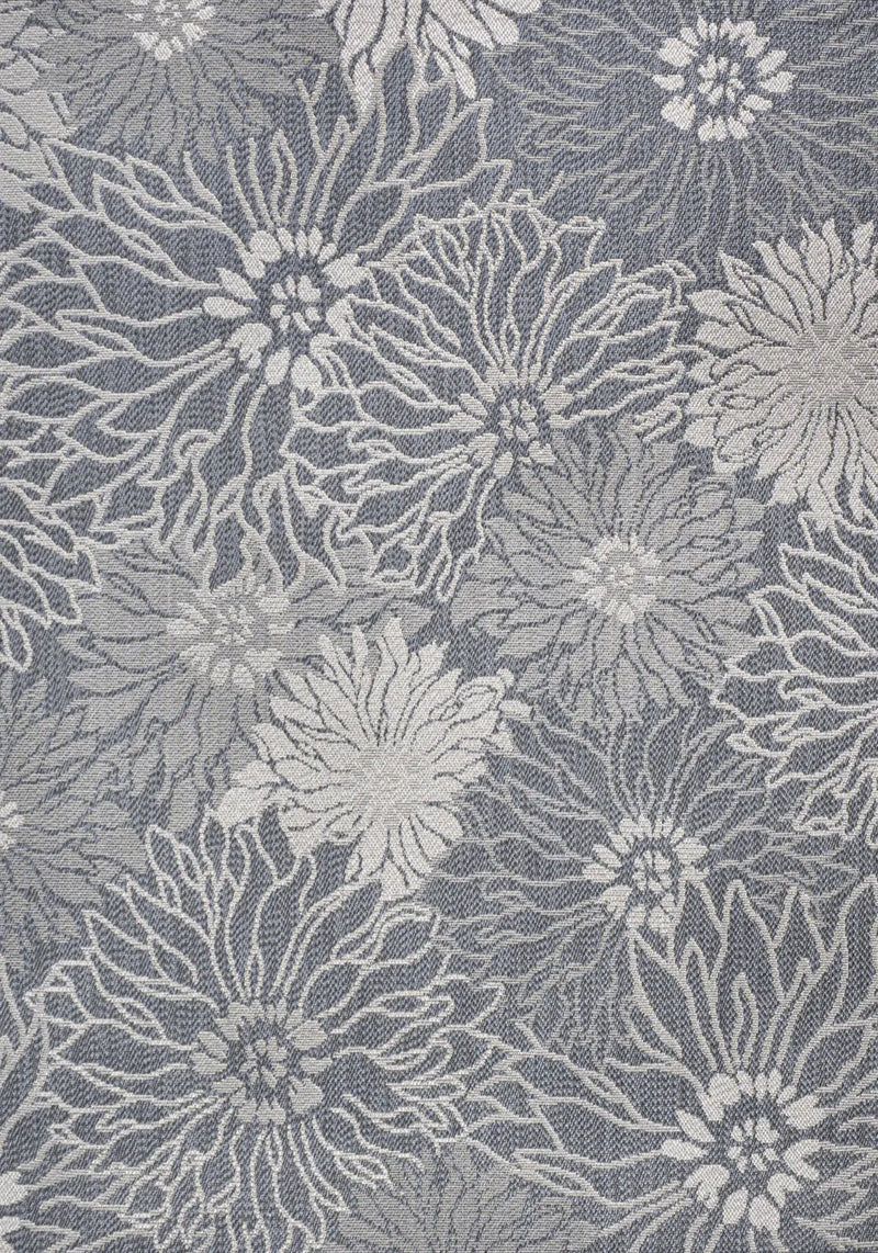 8' X 10' Navy Blue And Gray Floral Indoor Outdoor Area Rug Homeroots Outdoor