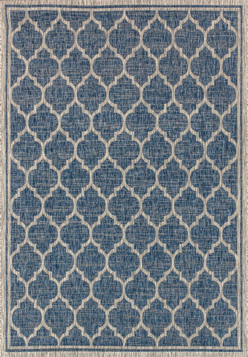 8' X 10' Navy Blue And Gray Geometric Indoor Outdoor Area Rug Homeroots Outdoor