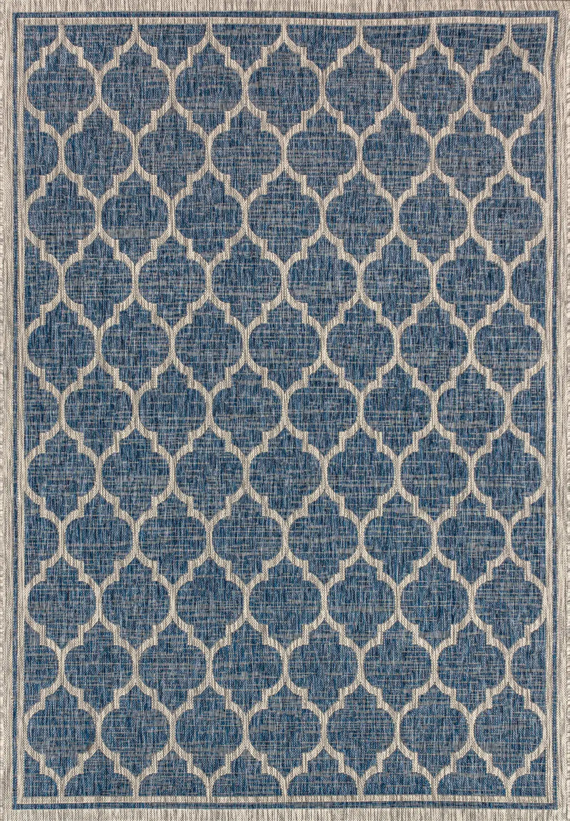 8' X 10' Navy Blue And Gray Geometric Indoor Outdoor Area Rug Homeroots Outdoor
