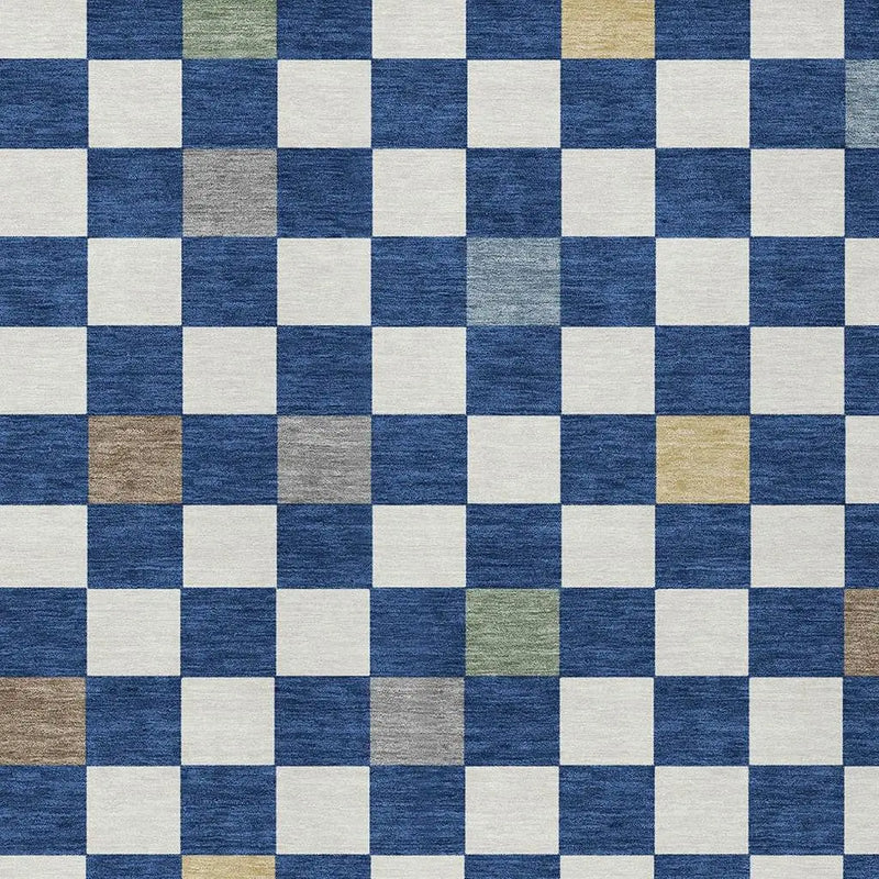 8' X 10' Navy Blue And Gray Geometric Washable Indoor Outdoor Area Rug Homeroots Outdoor