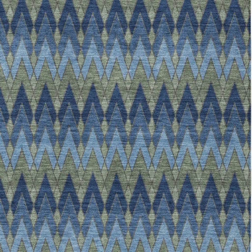 8' X 10' Navy Blue And Green Geometric Washable Indoor Outdoor Area Rug Homeroots Outdoor