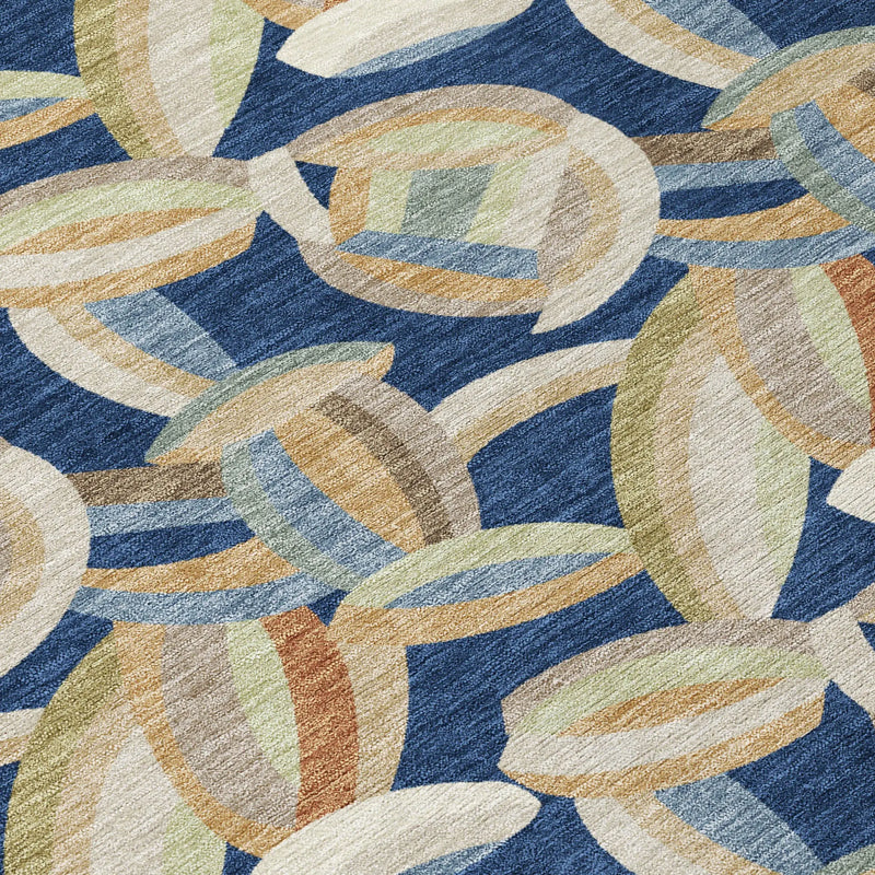 8' X 10' Navy Blue And Ivory Abstract Washable Indoor Outdoor Area Rug Homeroots Outdoor