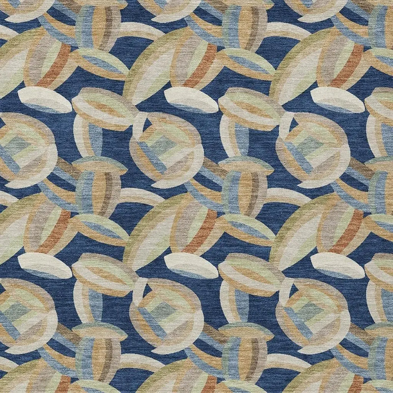 8' X 10' Navy Blue And Ivory Abstract Washable Indoor Outdoor Area Rug Homeroots Outdoor