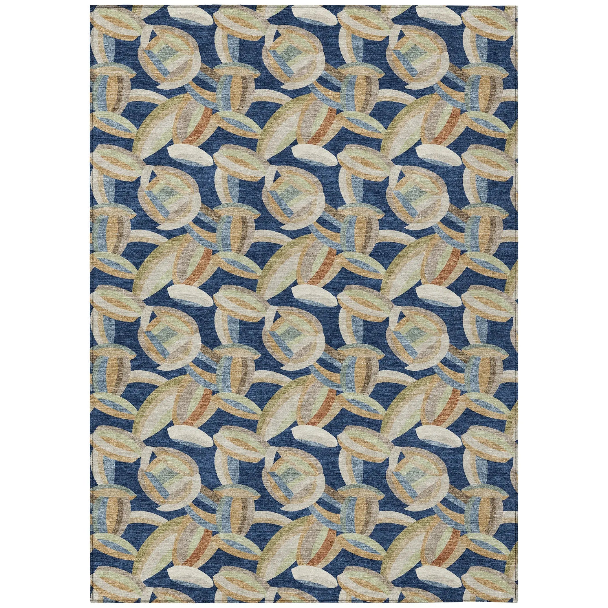 8' X 10' Navy Blue And Ivory Abstract Washable Indoor Outdoor Area Rug Homeroots Outdoor