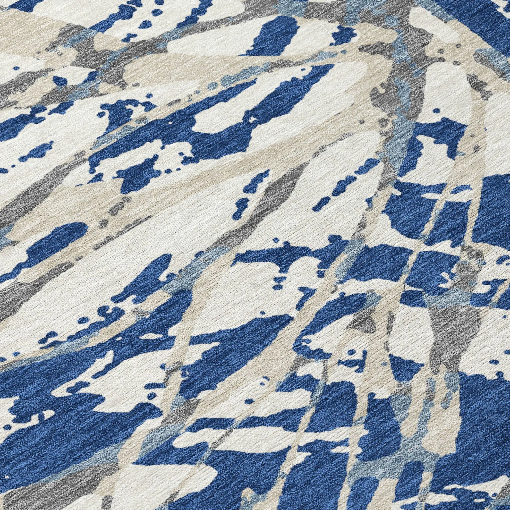 8' X 10' Navy Blue And Ivory Abstract Washable Indoor Outdoor Area Rug Homeroots Outdoor