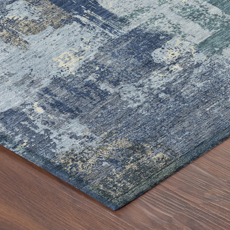 8' X 10' Navy Blue And Ivory Abstract Washable Indoor Outdoor Area Rug Homeroots Outdoor