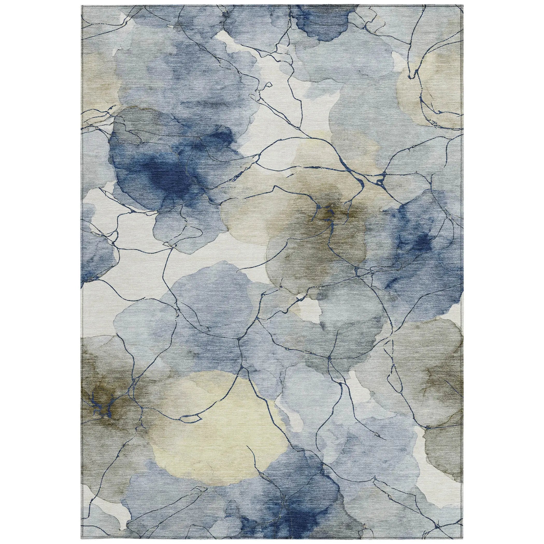 8' X 10' Navy Blue And Ivory Abstract Washable Indoor Outdoor Area Rug Homeroots Outdoor