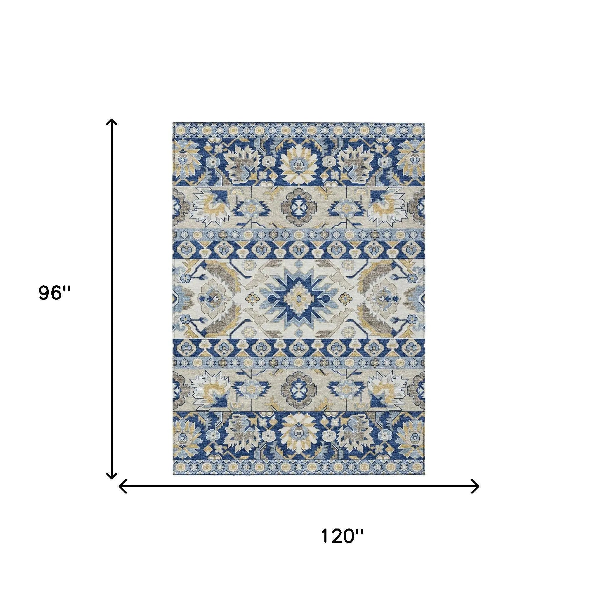 8' X 10' Navy Blue And Ivory Cactus Washable Indoor Outdoor Area Rug Homeroots Outdoor