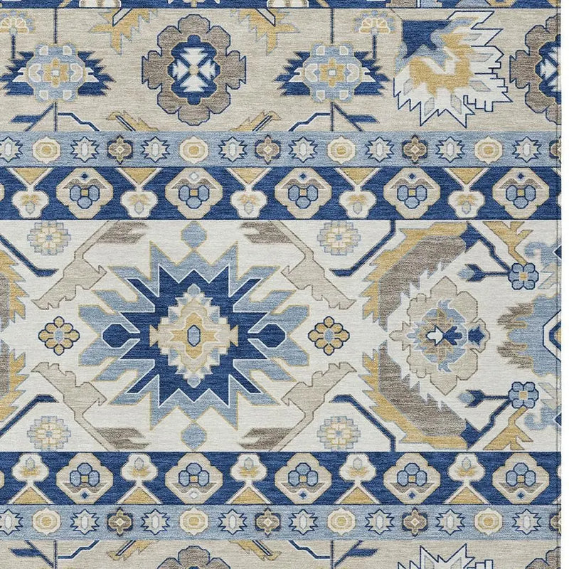8' X 10' Navy Blue And Ivory Cactus Washable Indoor Outdoor Area Rug Homeroots Outdoor