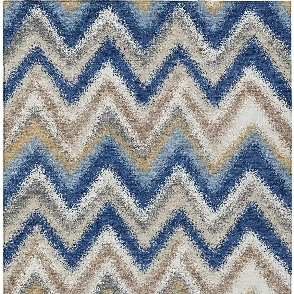 8' X 10' Navy Blue And Ivory Geometric Washable Indoor Outdoor Area Rug Homeroots Outdoor