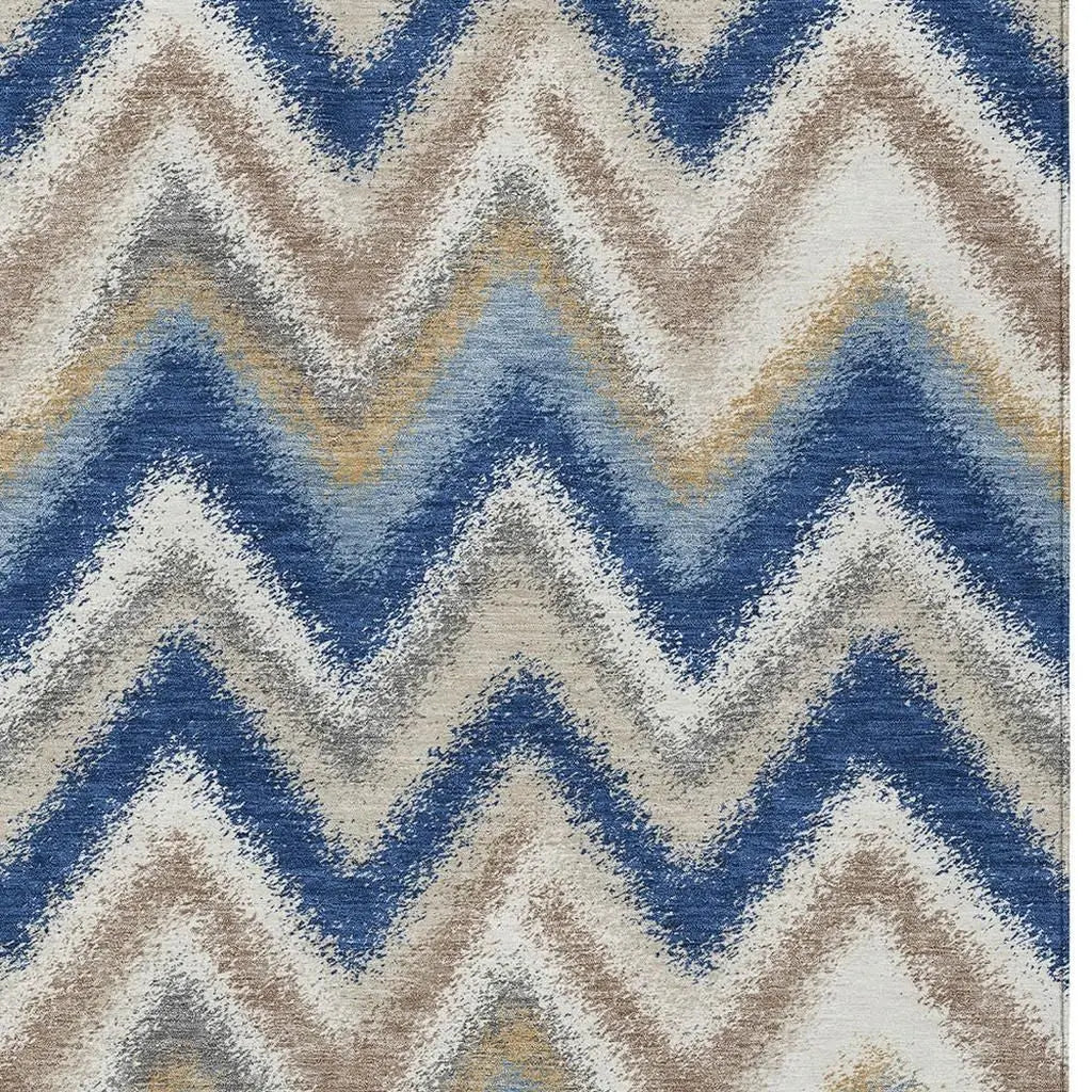 8' X 10' Navy Blue And Ivory Geometric Washable Indoor Outdoor Area Rug Homeroots Outdoor