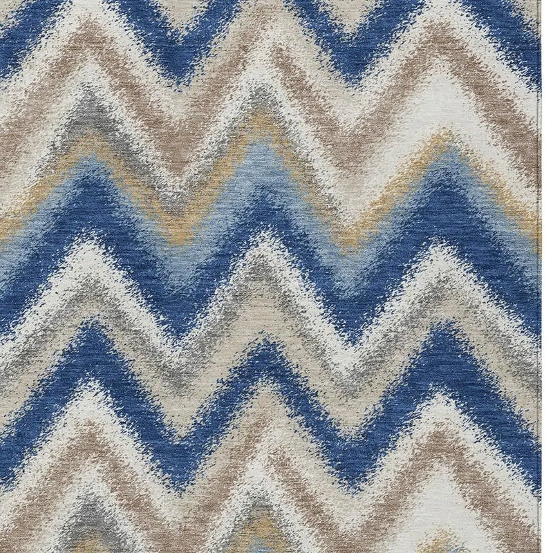 8' X 10' Navy Blue And Ivory Geometric Washable Indoor Outdoor Area Rug Homeroots Outdoor
