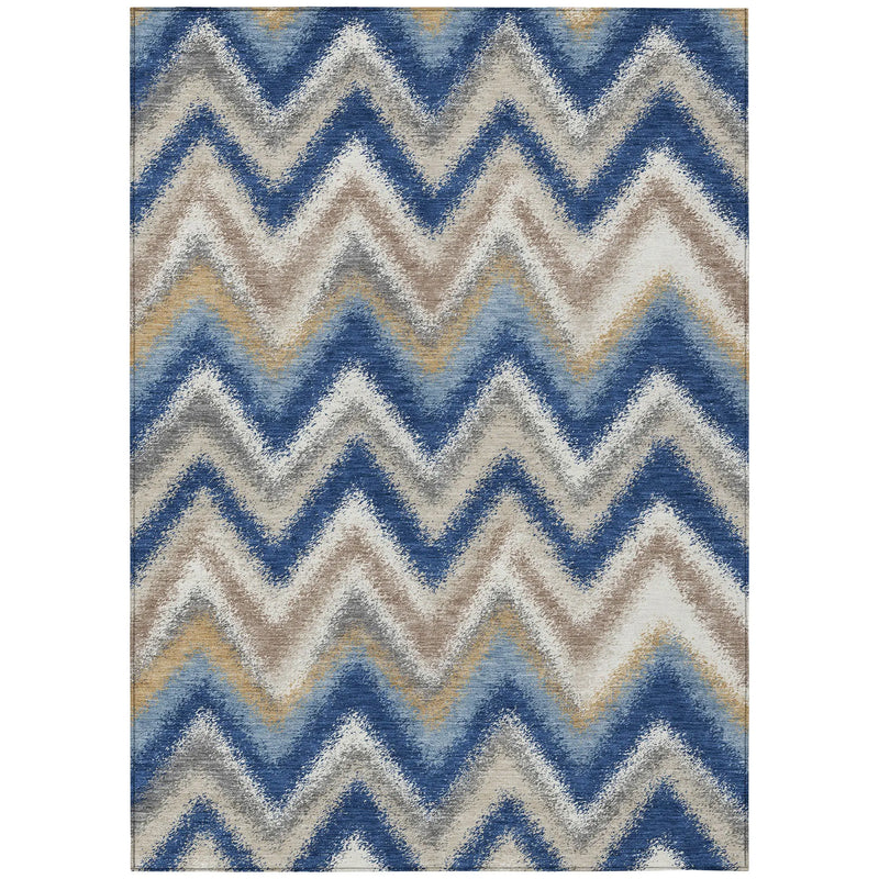 8' X 10' Navy Blue And Ivory Geometric Washable Indoor Outdoor Area Rug Homeroots Outdoor