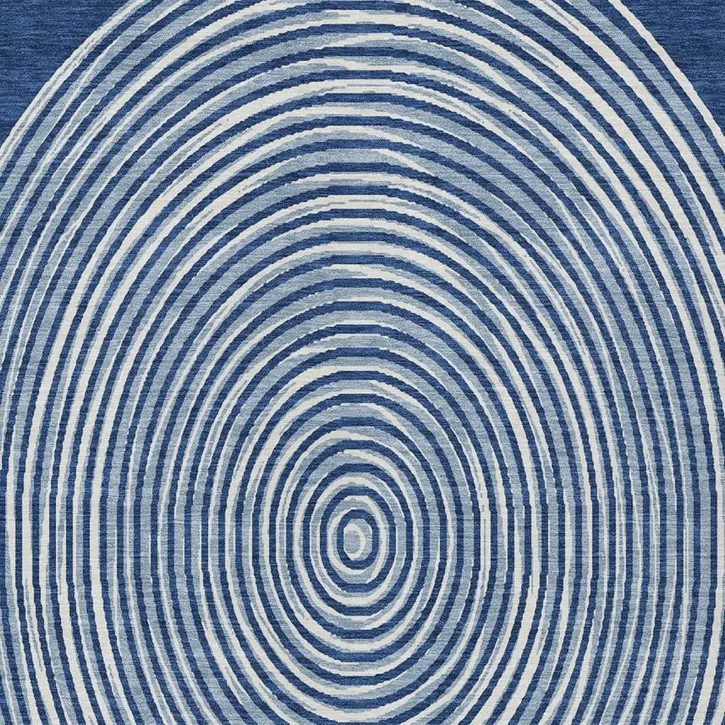 8' X 10' Navy Blue And Ivory Geometric Washable Indoor Outdoor Area Rug Homeroots Outdoor