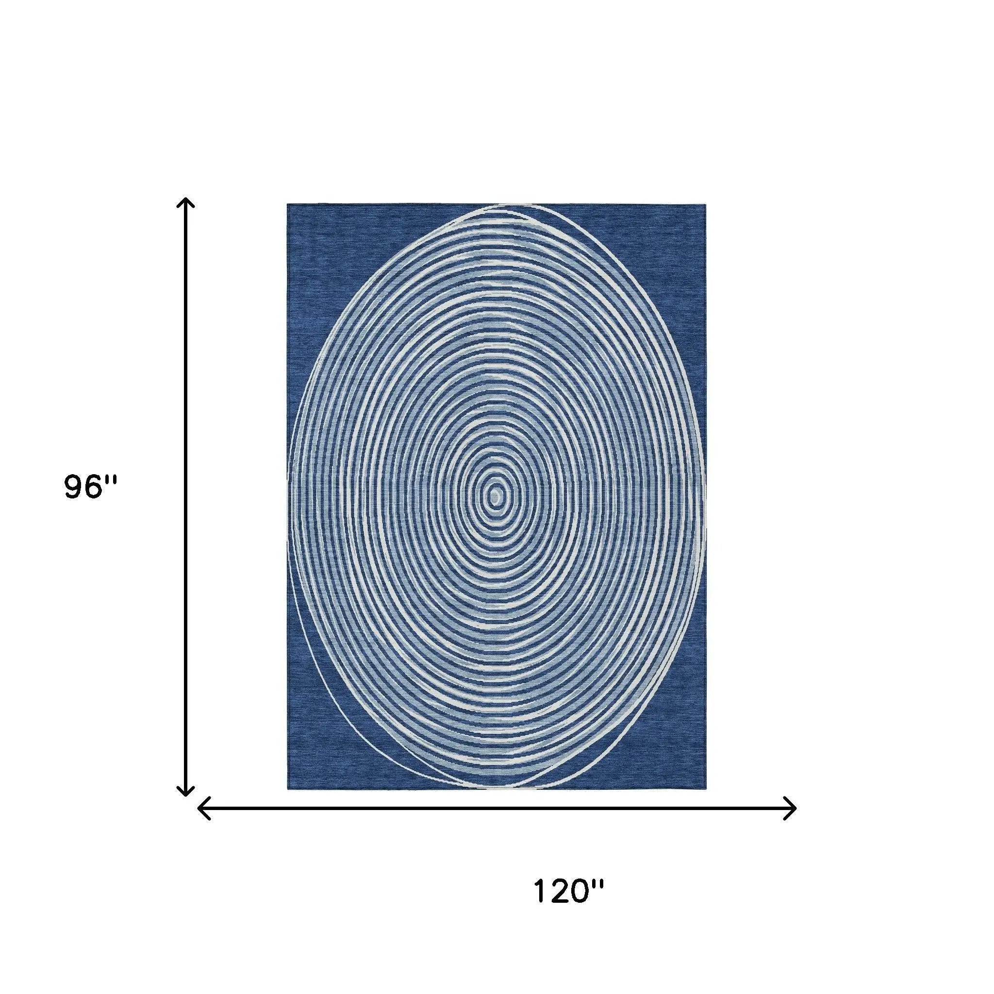 8' X 10' Navy Blue And Ivory Geometric Washable Indoor Outdoor Area Rug Homeroots Outdoor