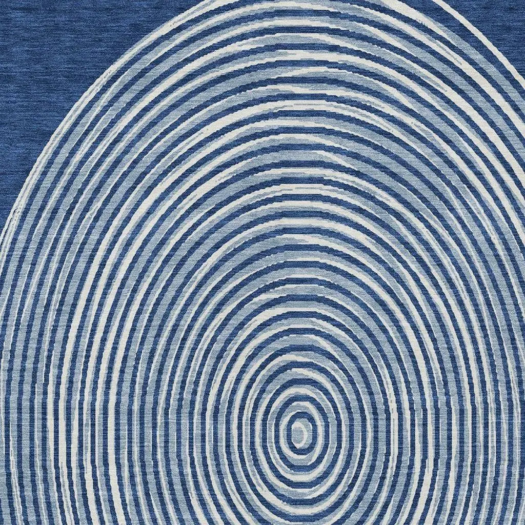 8' X 10' Navy Blue And Ivory Geometric Washable Indoor Outdoor Area Rug Homeroots Outdoor