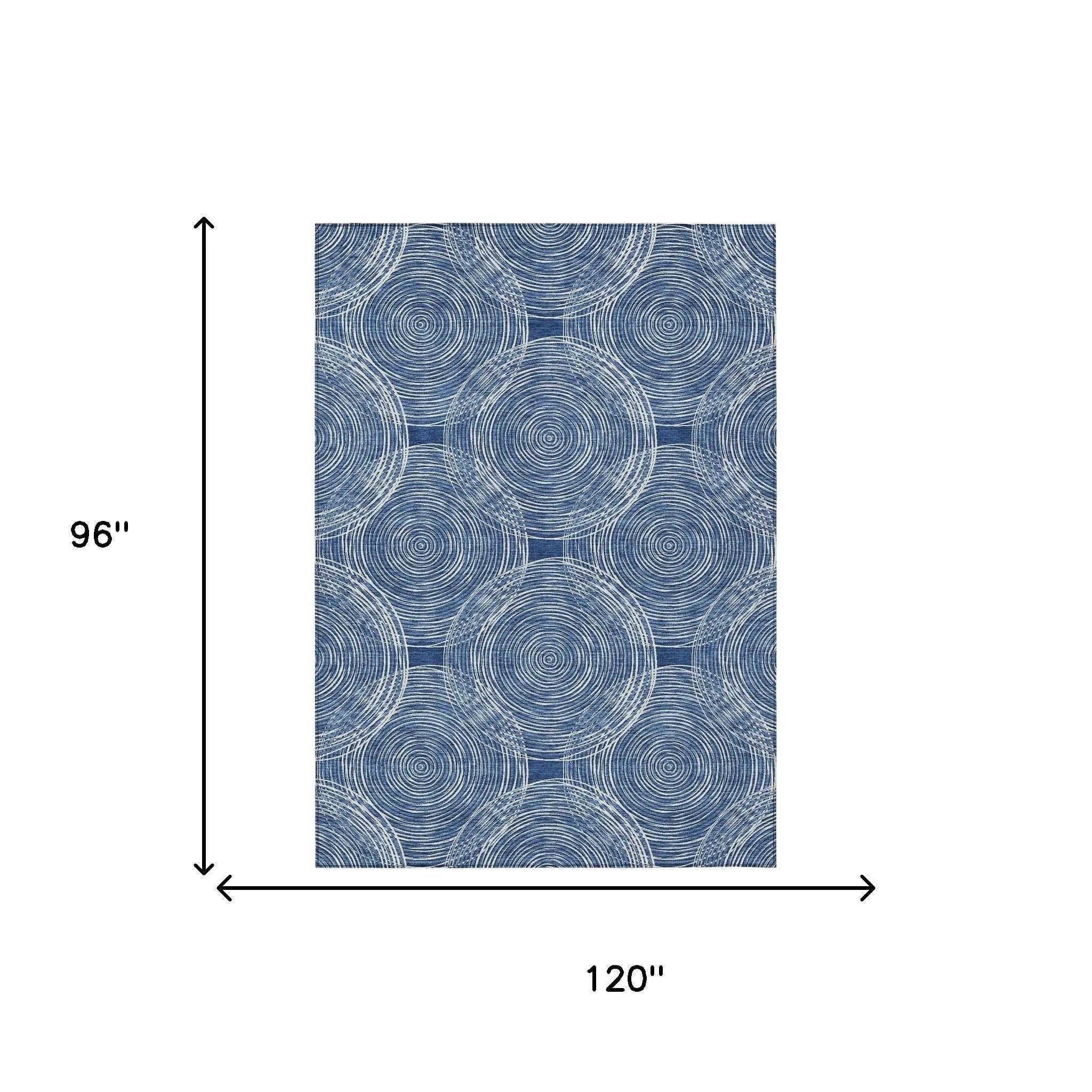 8' X 10' Navy Blue And Ivory Geometric Washable Indoor Outdoor Area Rug Homeroots Outdoor
