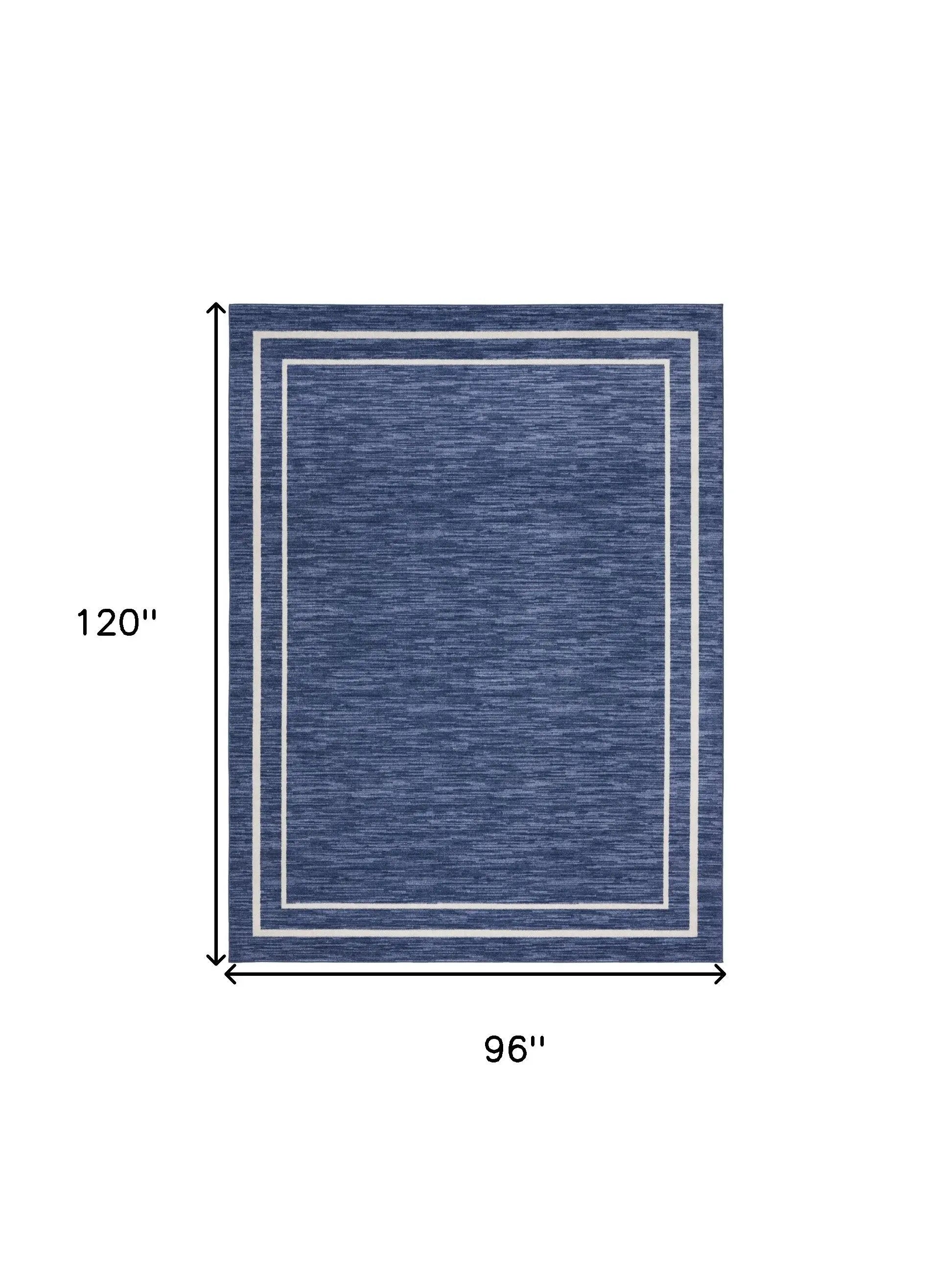8' X 10' Navy Blue And Ivory Indoor Outdoor Area Rug Homeroots Outdoor