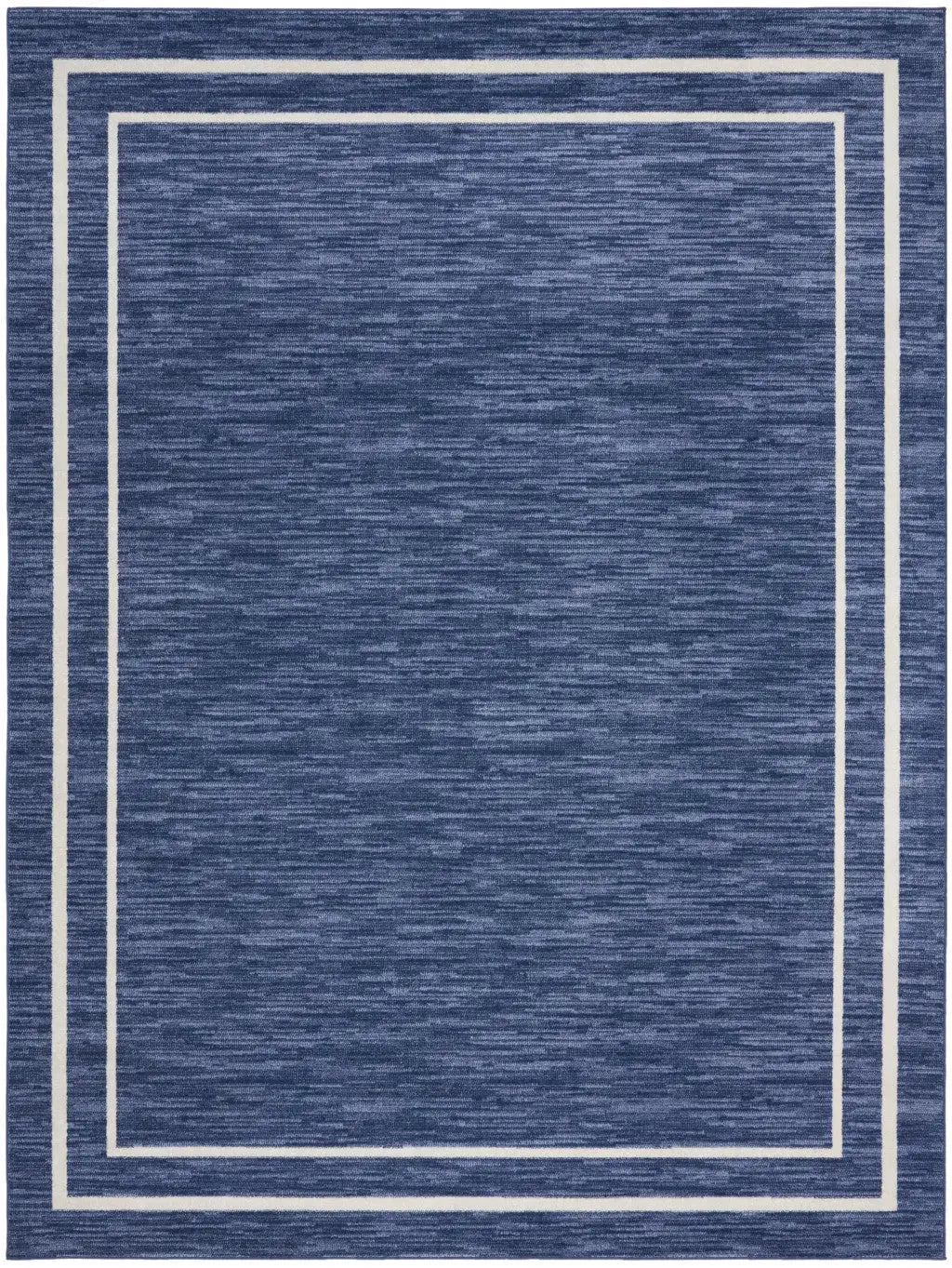 8' X 10' Navy Blue And Ivory Indoor Outdoor Area Rug Homeroots Outdoor