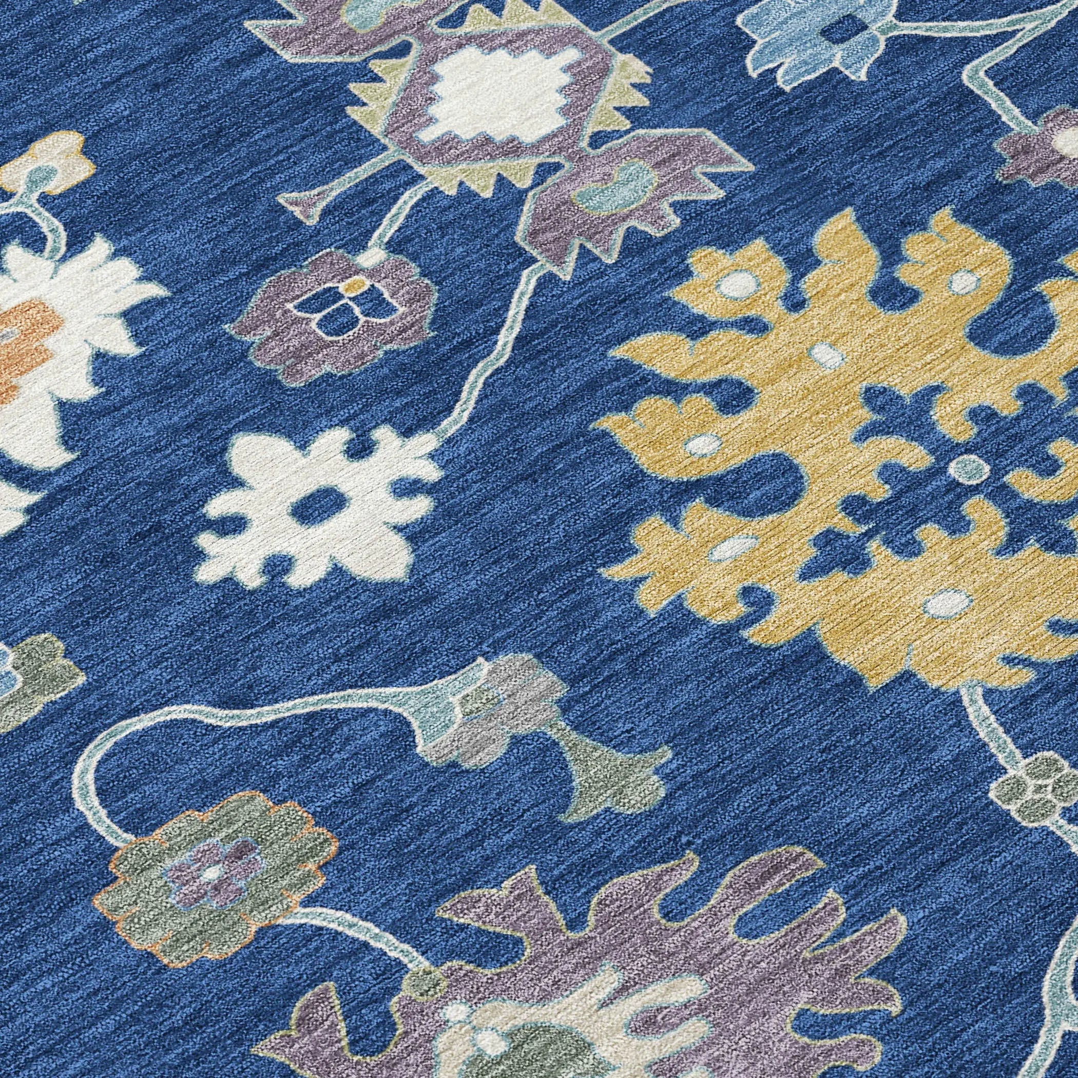 8' X 10' Navy Blue And Ivory Oriental Washable Indoor Outdoor Area Rug Homeroots Outdoor