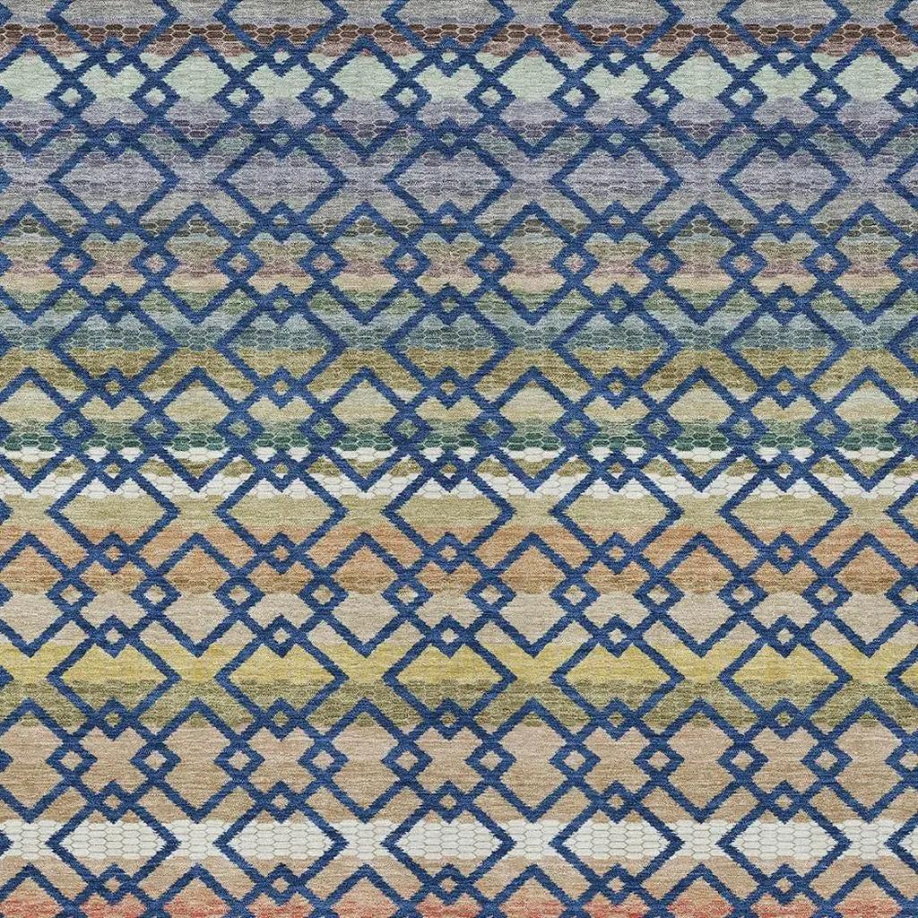 8' X 10' Navy Blue And Ivory Striped Washable Indoor Outdoor Area Rug Homeroots Outdoor