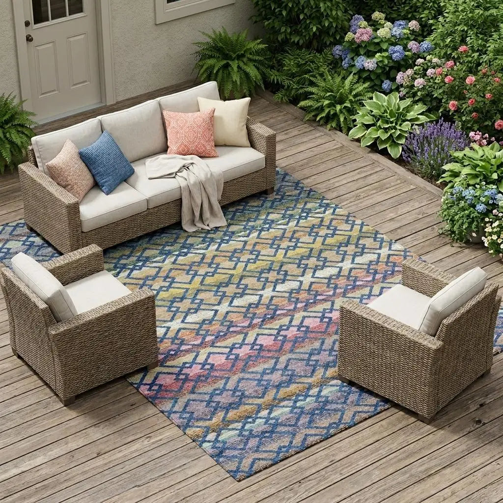 8' X 10' Navy Blue And Ivory Striped Washable Indoor Outdoor Area Rug Homeroots Outdoor