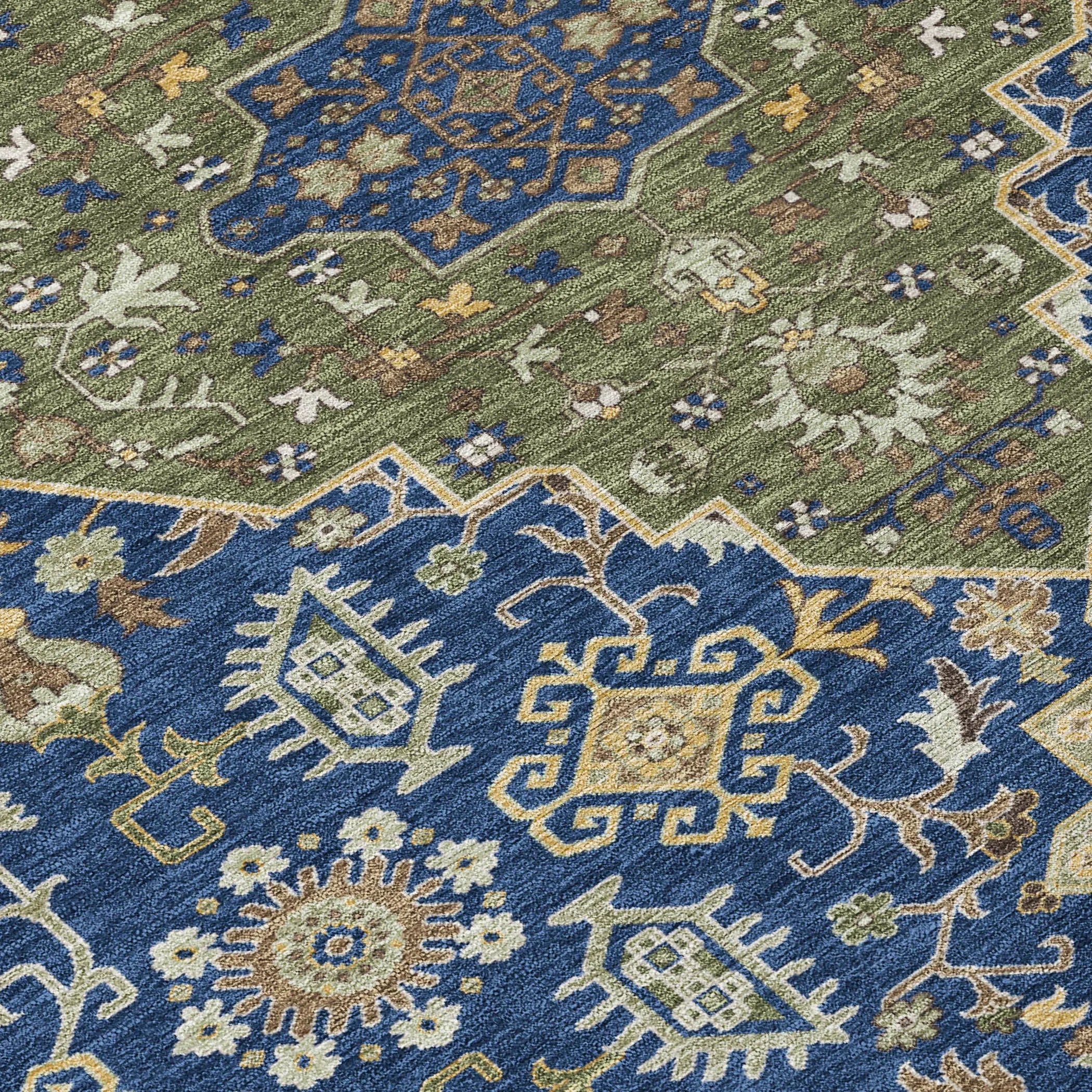 8' X 10' Navy Blue And Pewter Medallion Washable Indoor Outdoor Area Rug Homeroots Outdoor