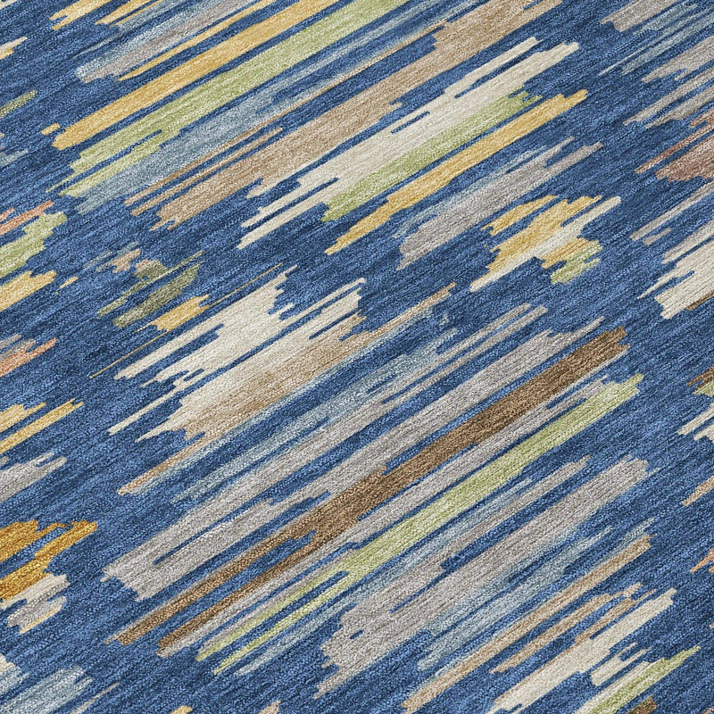 8' X 10' Navy Blue And Silver Southwestern Washable Indoor Outdoor Area Rug Homeroots Outdoor