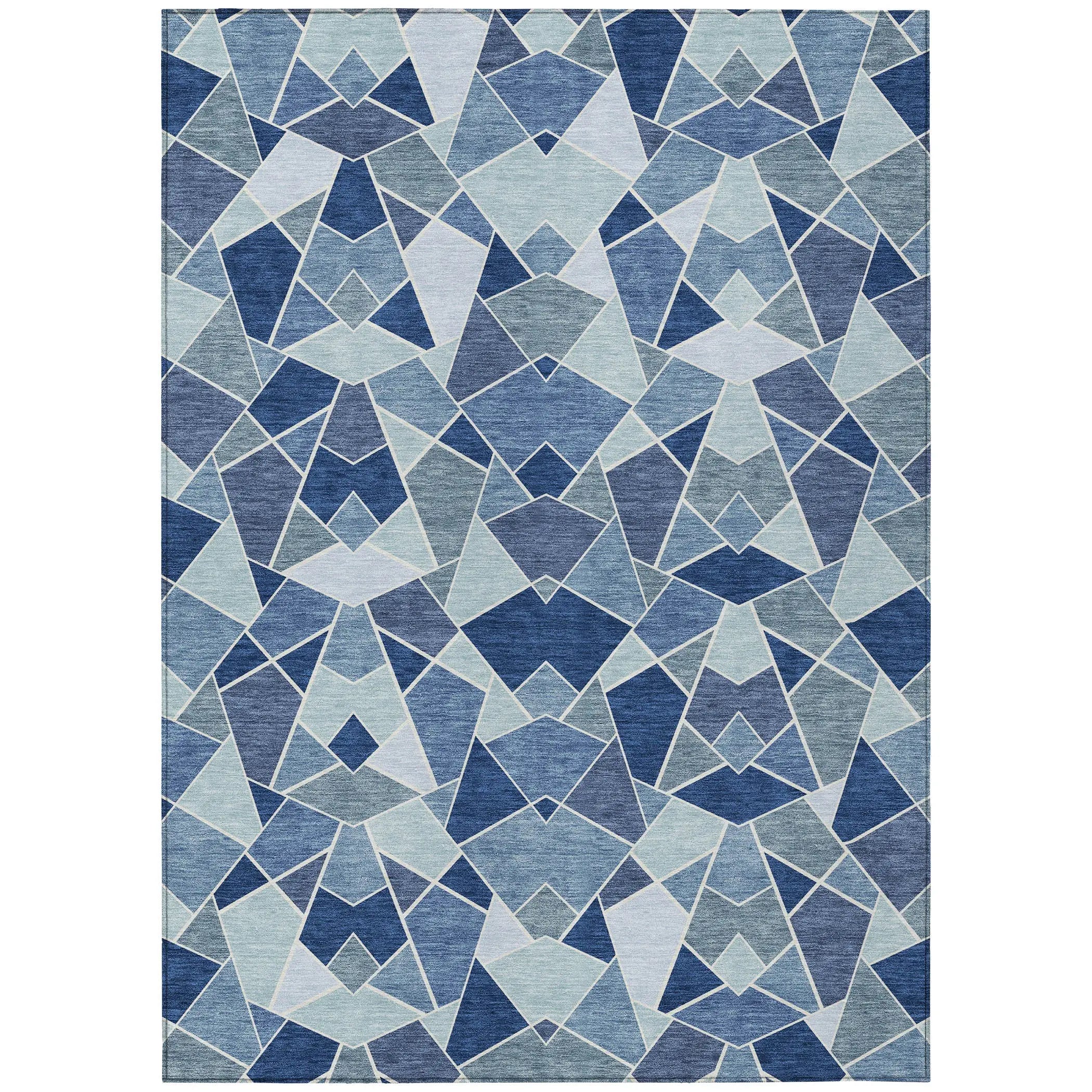 8' X 10' Navy Blue And Sky Blue Geometric Washable Indoor Outdoor Area Rug Homeroots Outdoor