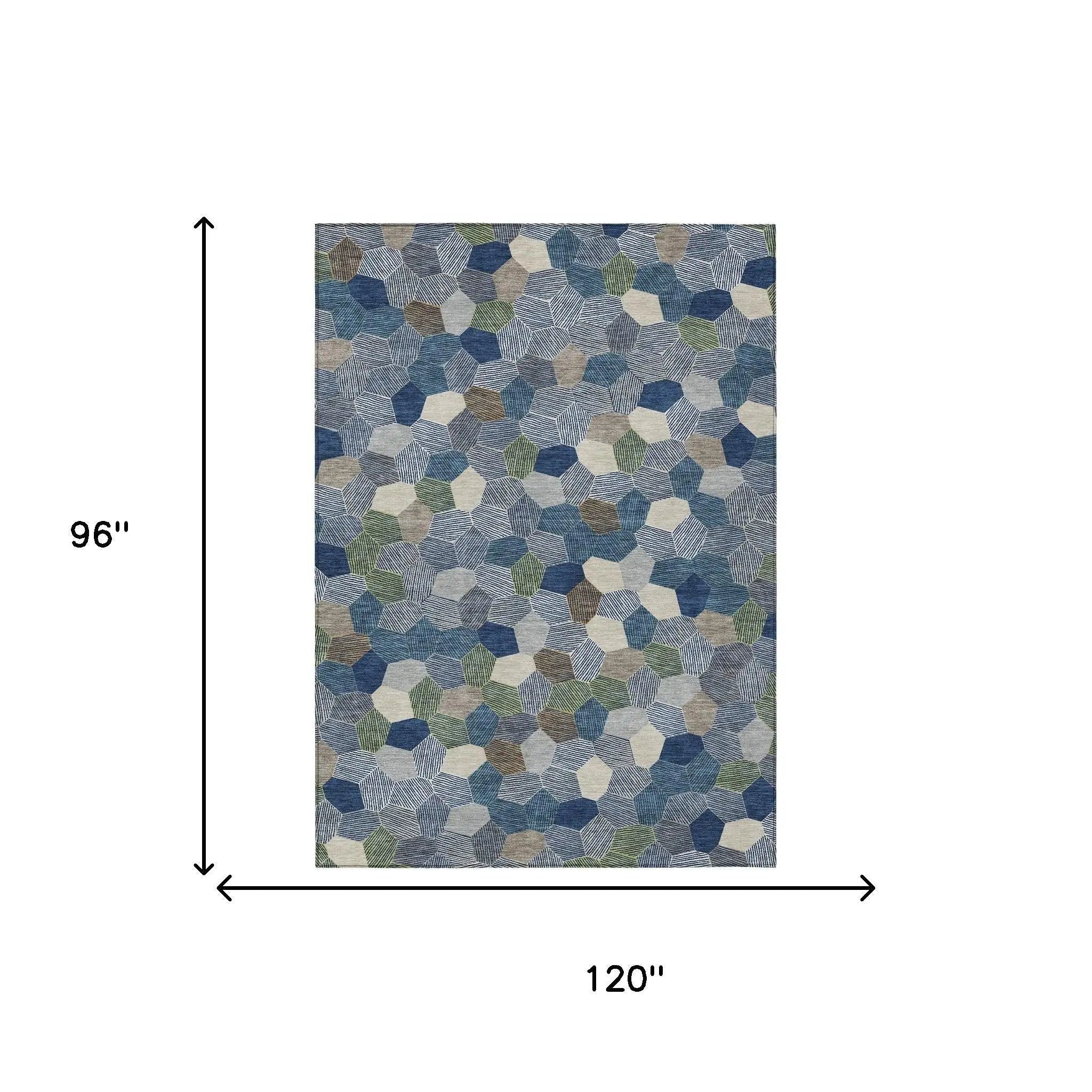 8' X 10' Navy Blue And Sky Blue Geometric Washable Indoor Outdoor Area Rug Homeroots Outdoor