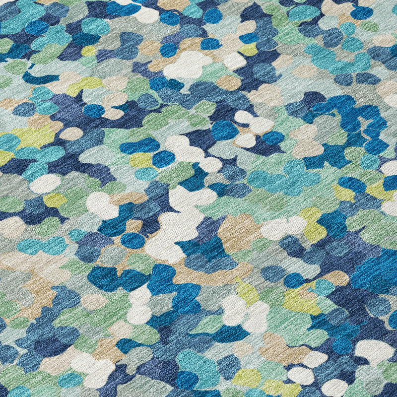 8' X 10' Navy Blue And Sky Blue Geometric Washable Indoor Outdoor Area Rug Homeroots Outdoor