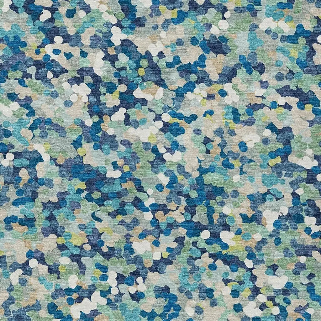 8' X 10' Navy Blue And Sky Blue Geometric Washable Indoor Outdoor Area Rug Homeroots Outdoor