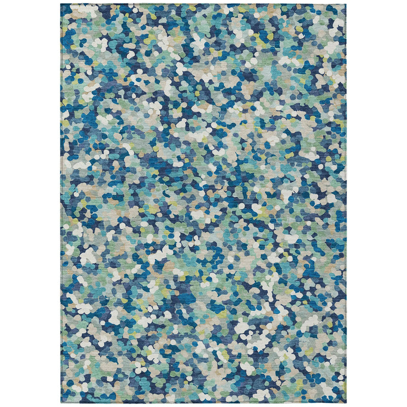 8' X 10' Navy Blue And Sky Blue Geometric Washable Indoor Outdoor Area Rug Homeroots Outdoor
