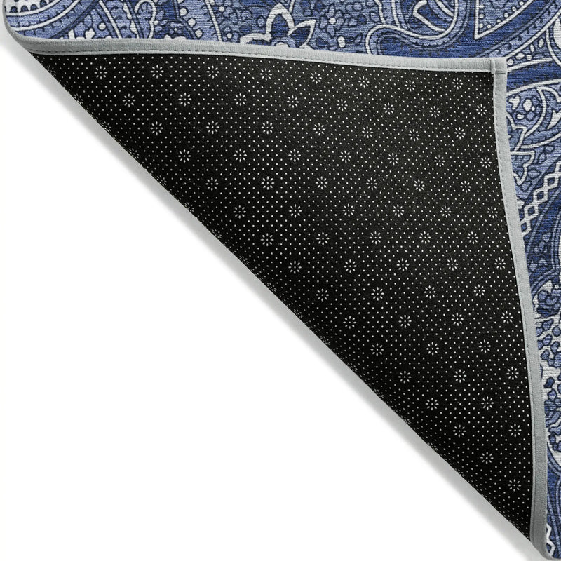 8' X 10' Navy Blue And Sky Blue Paisley Washable Indoor Outdoor Area Rug Homeroots Outdoor