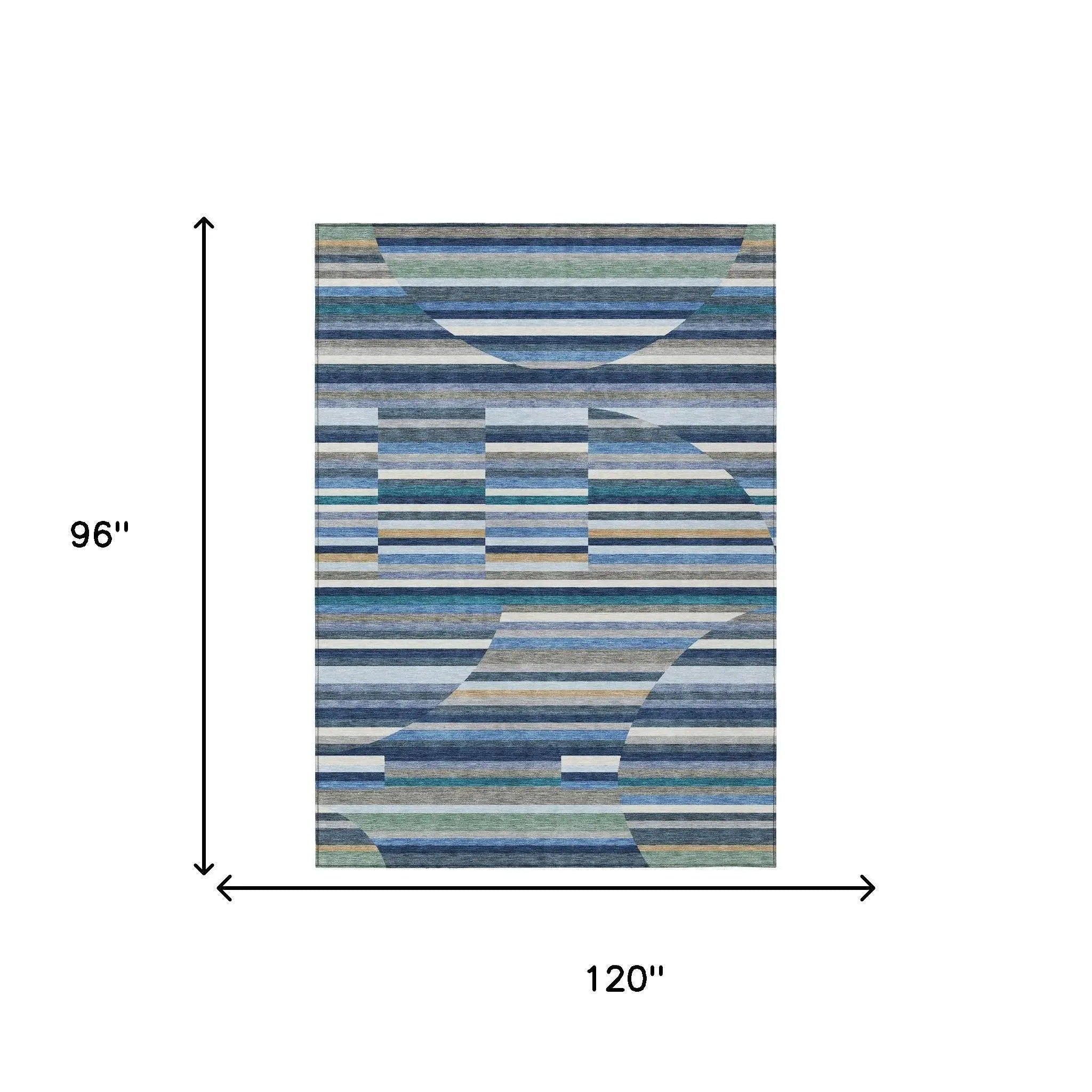 8' X 10' Navy Blue And Sky Blue Striped Washable Indoor Outdoor Area Rug Homeroots Outdoor