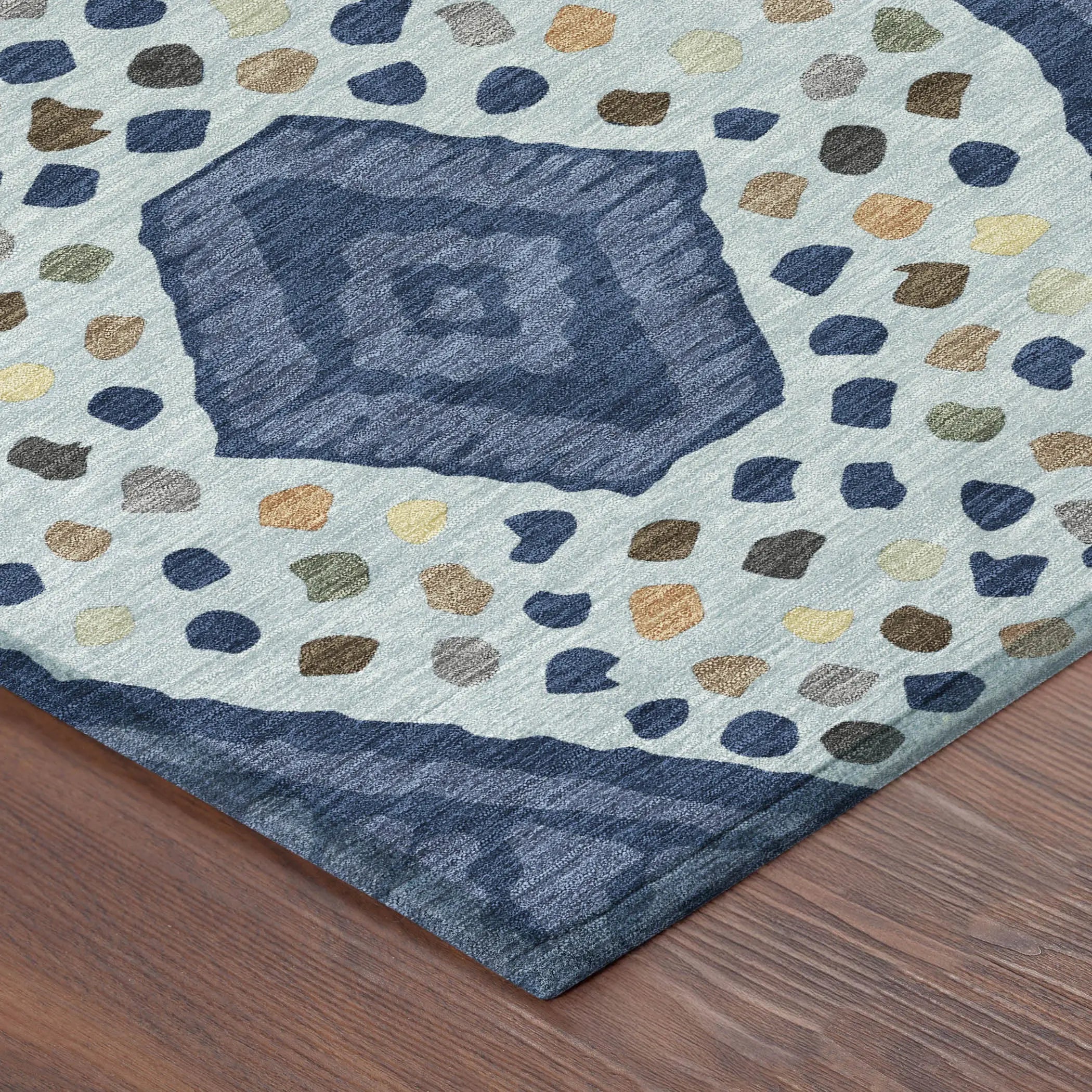 8' X 10' Navy Blue And Sky Blue Tribal Washable Indoor Outdoor Area Rug Homeroots Outdoor