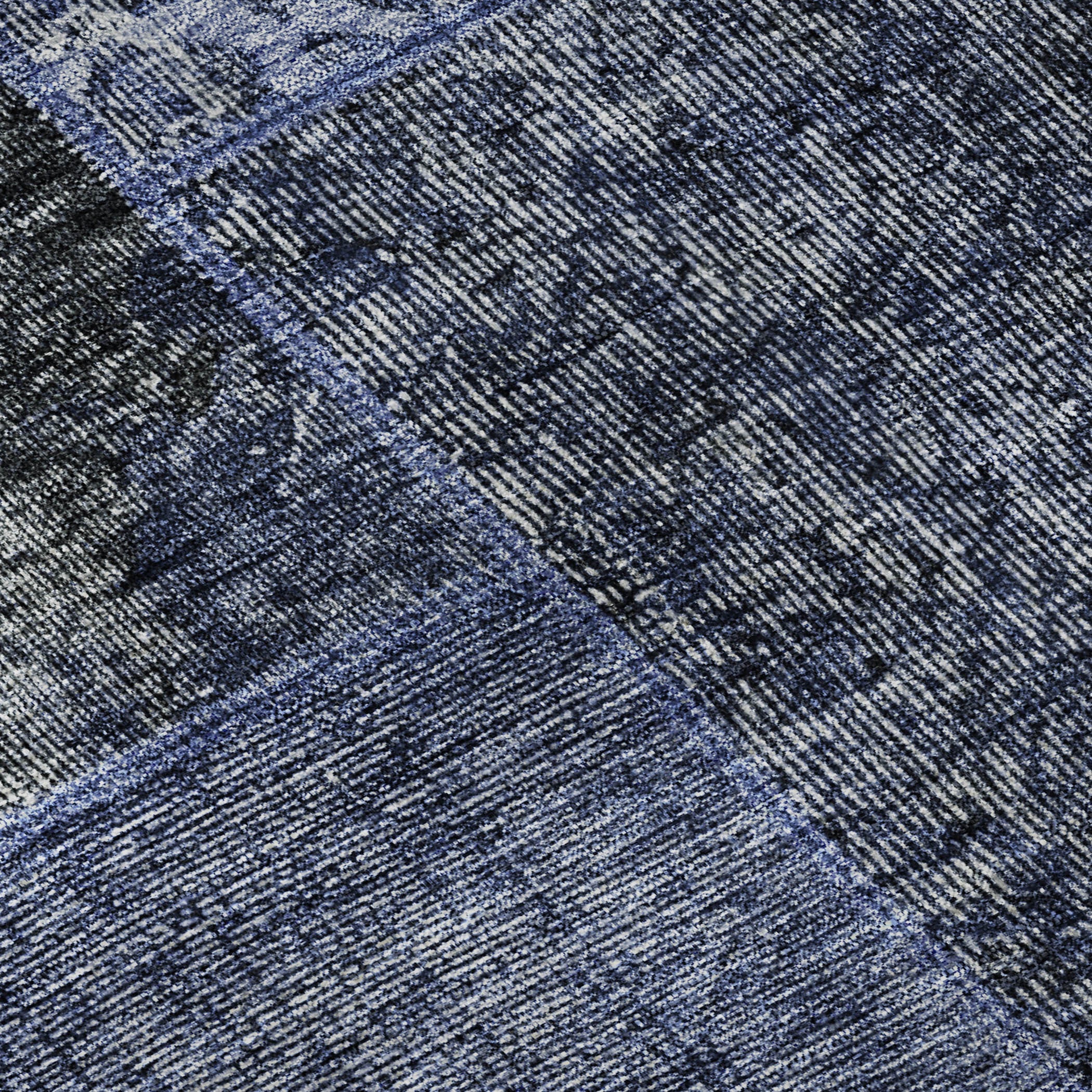 8' X 10' Navy Blue Gray And Silver Patchwork Washable Area Rug With UV Protection Homeroots Home Decor