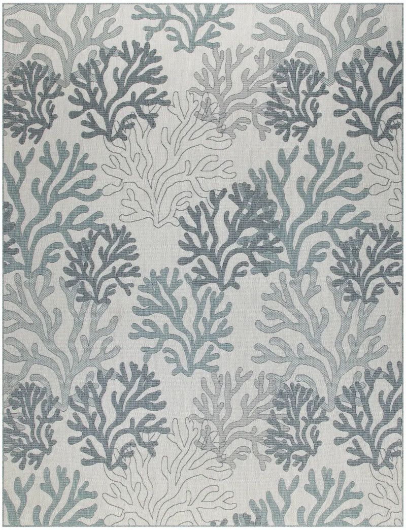 8' X 10' Navy Blue Sky Blue And Ivory Nautical Indoor Outdoor Area Rug Homeroots Outdoor