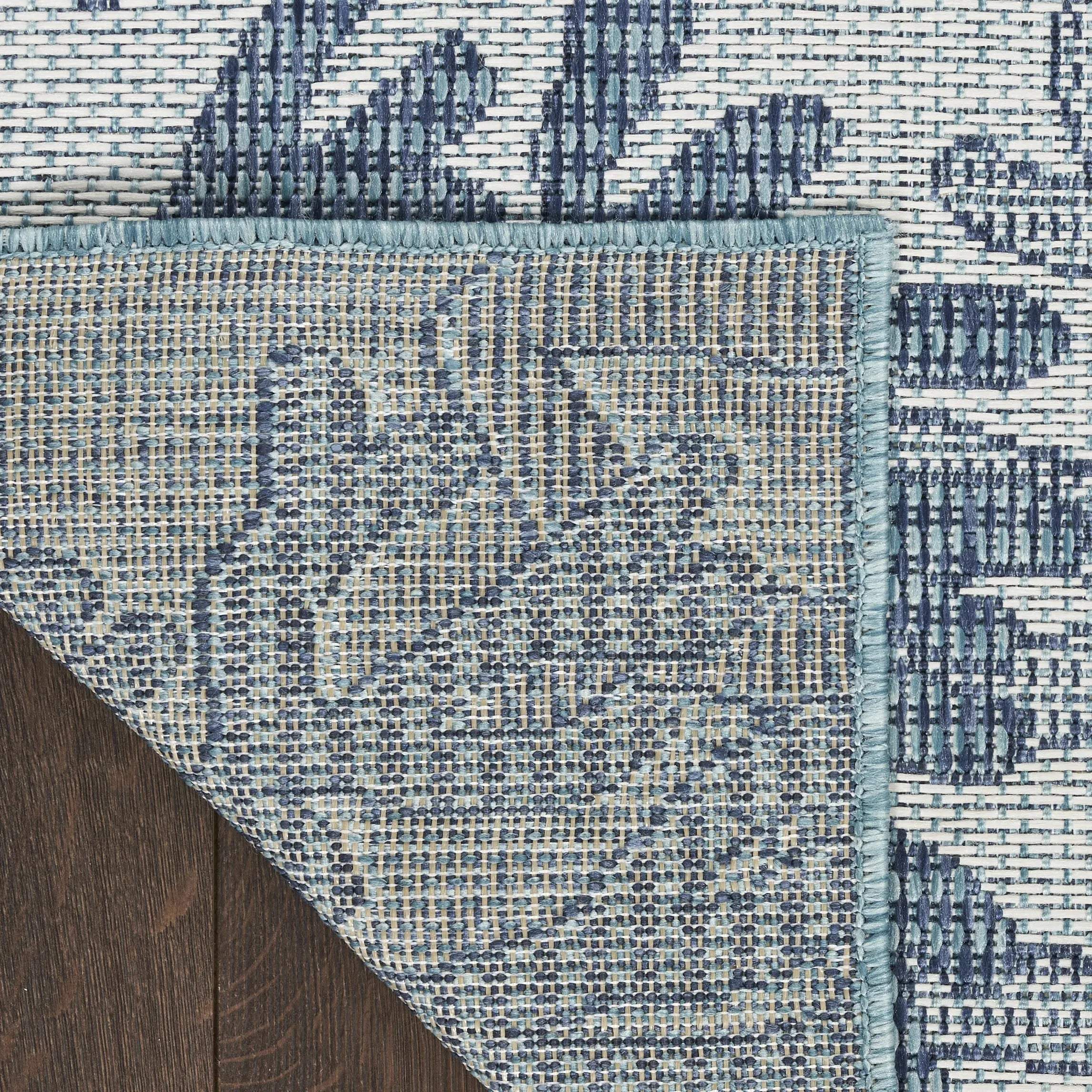 8' X 10' Navy Blue Sky Blue And Ivory Nautical Indoor Outdoor Area Rug Homeroots Outdoor