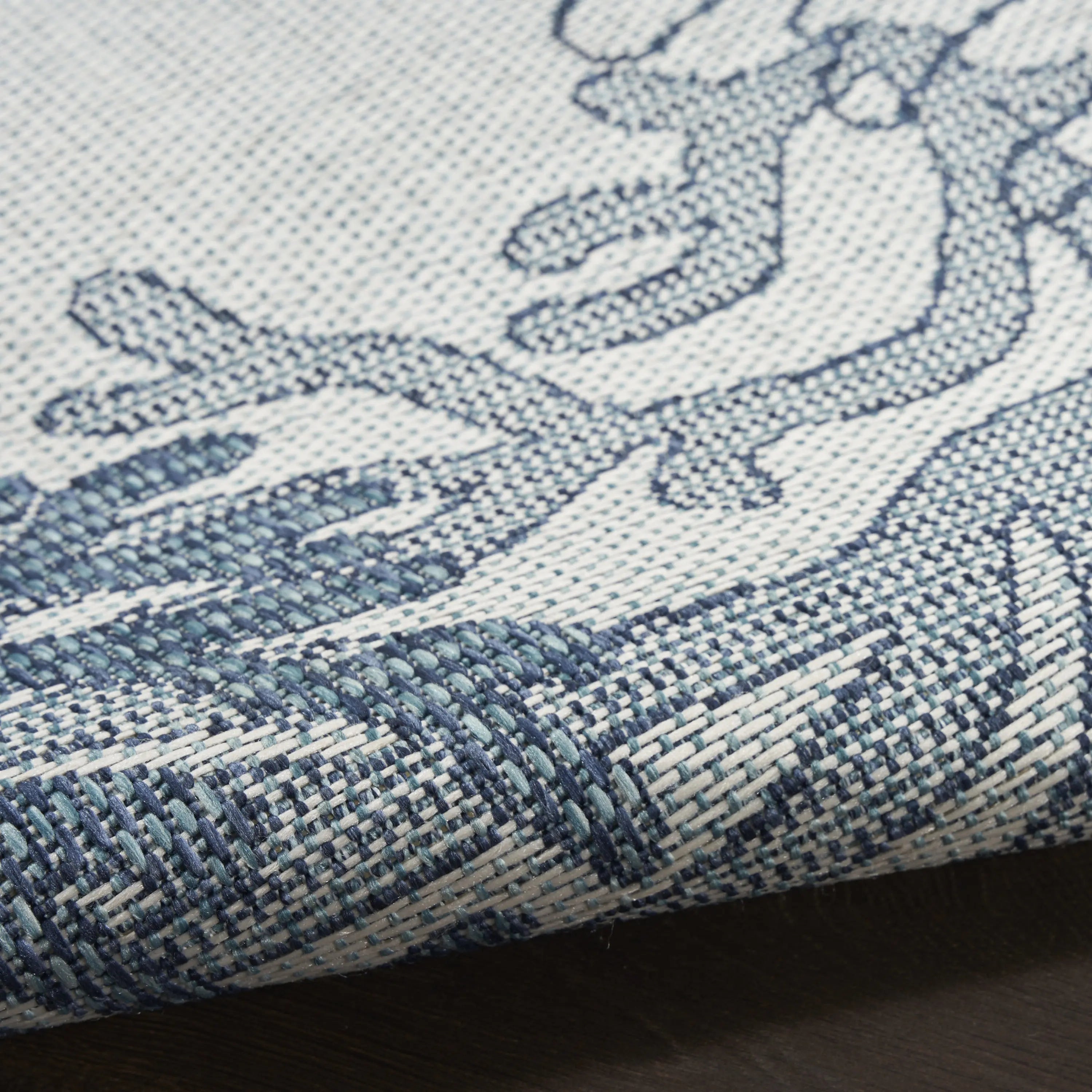 8' X 10' Navy Blue Sky Blue And Ivory Nautical Indoor Outdoor Area Rug Homeroots Outdoor