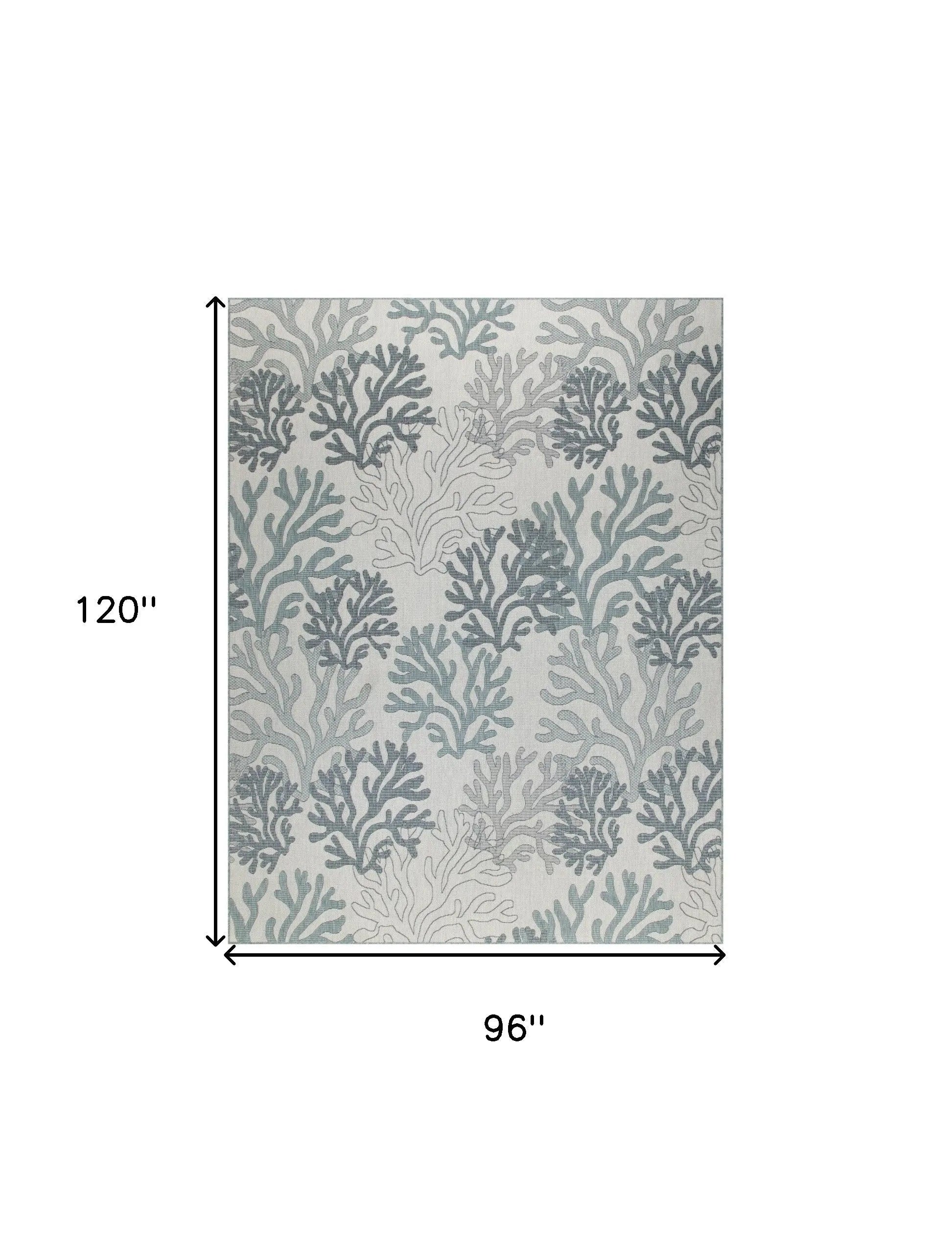 8' X 10' Navy Blue Sky Blue And Ivory Nautical Indoor Outdoor Area Rug Homeroots Outdoor